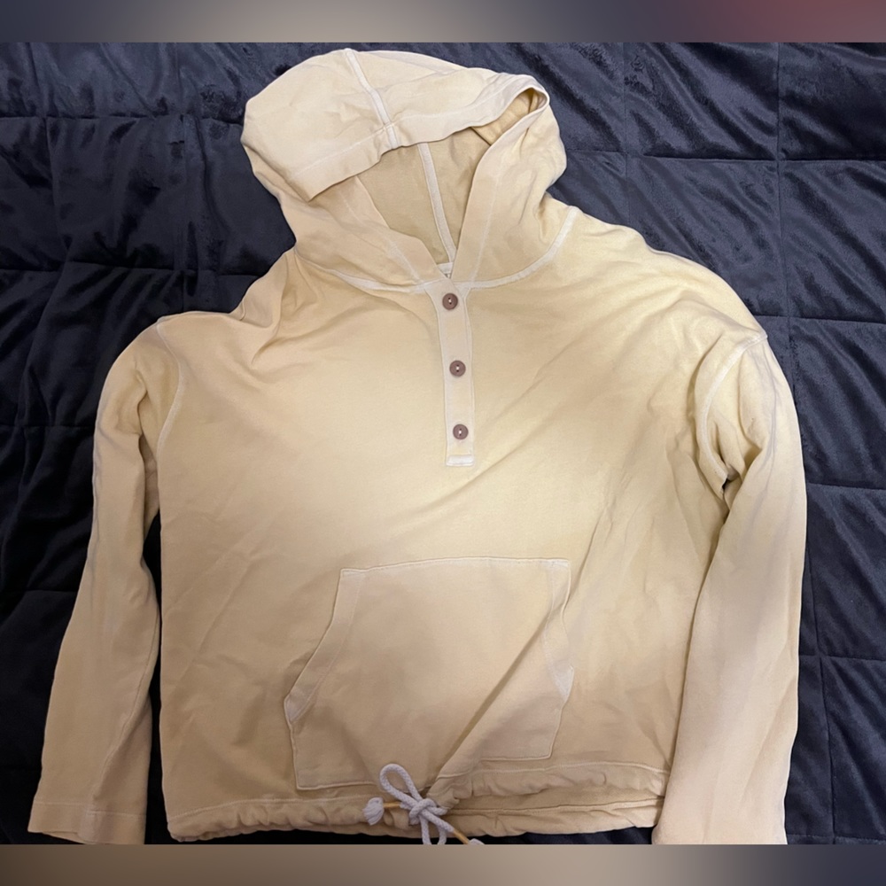 Yellow Drawstring Bottom Hoodie